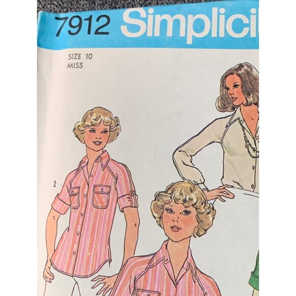 Simplicity Misses Shirt Sewing Pattern sz 10 7912 - uncut - Picture 2 of 3